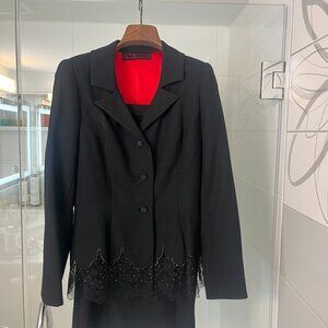 Vintage PEGGY JENNINGS Black Dinner Suit -Lace & Rhinestone Embellished---Size 6